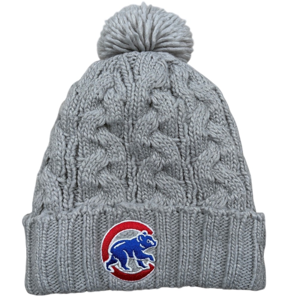 New Era Chicago Cubs Beanie Women Gray Sparkle Cable Knit Genuine MLB